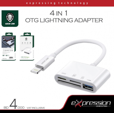 Green Lion 4 in 1 Lightning OTG Adapter (TF/SD Card+USB 3.0)