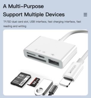 Yesido GS12 Lightning OTG Multiport Adapter (Micro SD Card, Lightning Port, TF Card, USB)