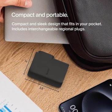 Belkin BoostCharge Hybrid Wall Charger 25W + Power Bank 5000mAh (USB-C to USB-C Cable included)