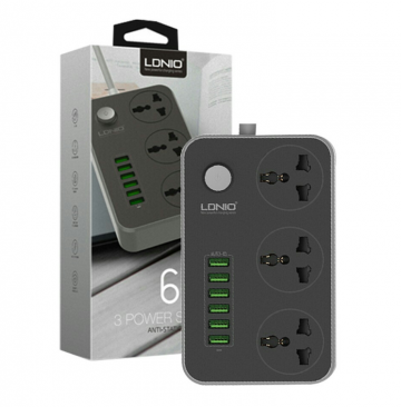 LDNIO SC3604 6 USB/3 Power Socket (2 Meters)