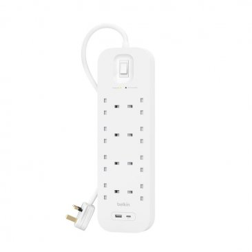 Belkin Connect 8 Outlets Surge Protector Fast Charging PD with 18W USB-C and USB-A Ports (2 Meters)