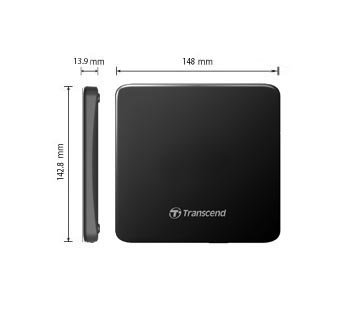 Transcend 8X Ultra-thin Portable DVD Writer Optical Drive (TS8XDVDS-K)