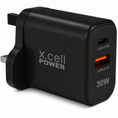 X.Cell 30W 2 Ports (1 x USB-A, 1 x PD USB-C) Wall Charger